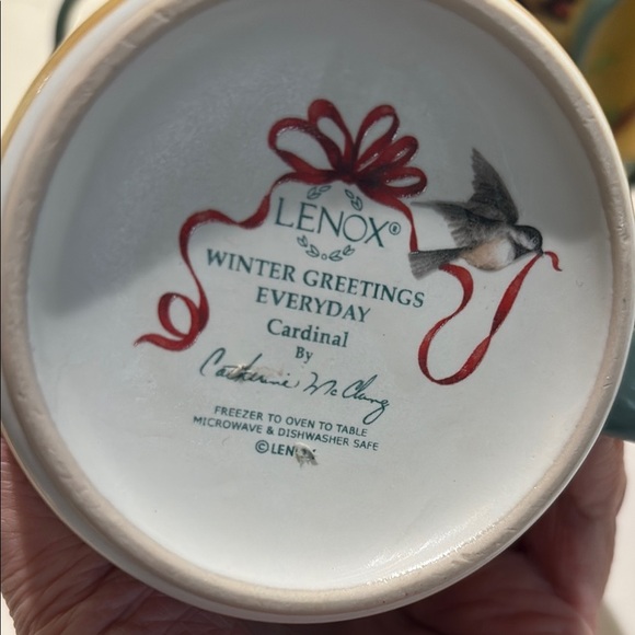 Lenox Red and Cream Dining Mugs Set of 4 - Picture 4 of 4